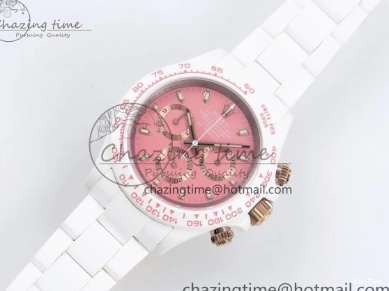 MiroTime 1231 TopPick Daytona AET White Solid Ceramic Case and Bracelet Pink Dial ZF 1:1 Best Edition SH 1650